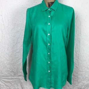 J Crew Green Button Down Long Sleeve Shirt